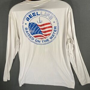Reel Life Fishing Long Sleeve Shirt Mens XL Raised On The Water Patriotic USA